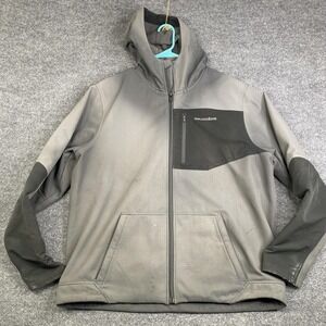 Grundens Jacket Mens XL Gray Hooded Softshell Fleece Lined Full Zip Workwear